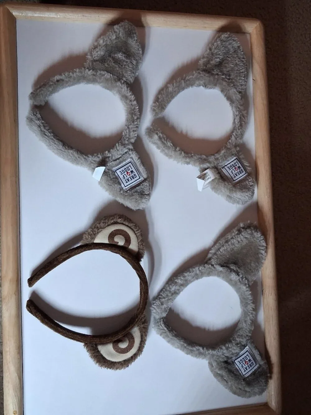 Lot of 3 Great Wolf Lodge Wolf Ears Headband Plush Fuzzy Souvenir + Extra